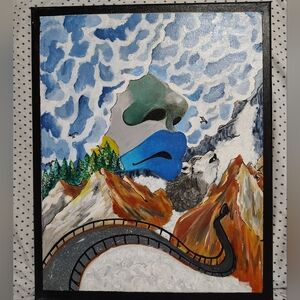 Blue and Green Dynamic Wave Painting